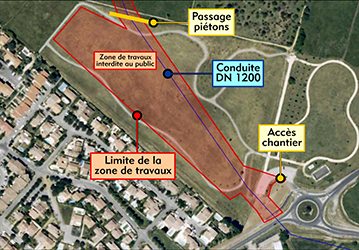 Photo : Organisation du chantier près du parc de Maurin